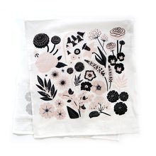 Load image into Gallery viewer, Garden City flowers tea towel – black and greige