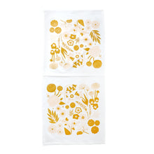 Load image into Gallery viewer, Garden City flowers tea towel – peach and gold