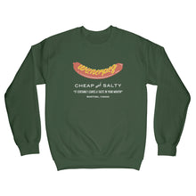 Load image into Gallery viewer, Wienerpeg, cheap and salty crewneck sweatshirt