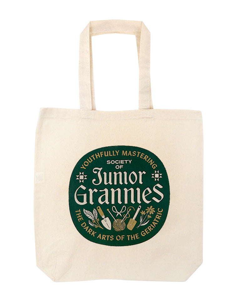 SECONDS! Imperfect Society of Junior Grannies totes