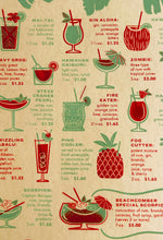 Load image into Gallery viewer, The Beachcomber cocktail menu screenprint
