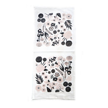 Load image into Gallery viewer, Garden City flowers tea towel – black and greige
