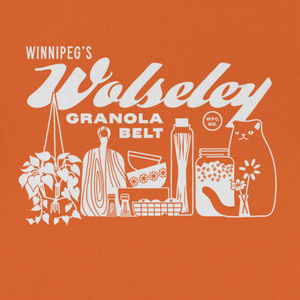 Winnipeg neighbourhoods: Wolseley t-shirts (Burnt Orange)
