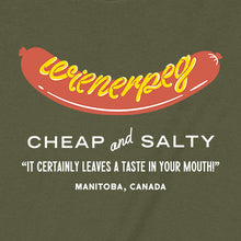 Load image into Gallery viewer, Wienerpeg, cheap and salty t-shirt
